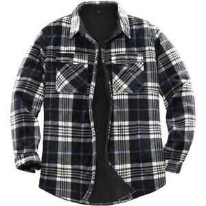 Men's Warm Sherpa Lined Fleece Flannel Shirt Jacket(All Sherpa Fleece Lined)